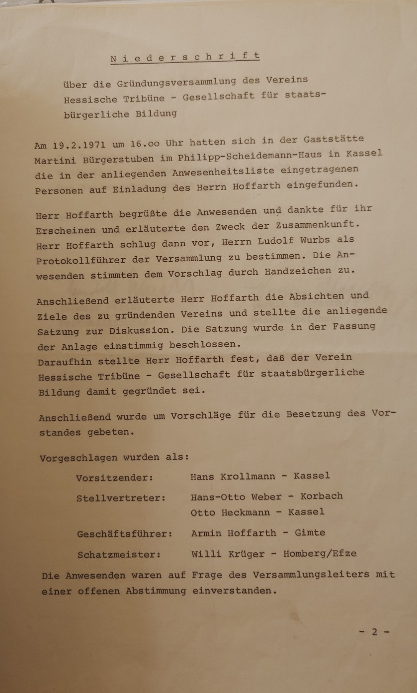Gründungsprotokoll von 1971